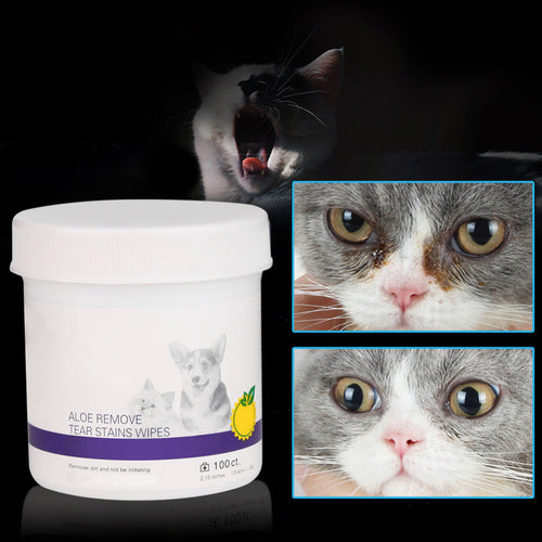 Gentle Pet Eye Cleaning Wipes for Dogs and Cats, Tear Stain Remover,