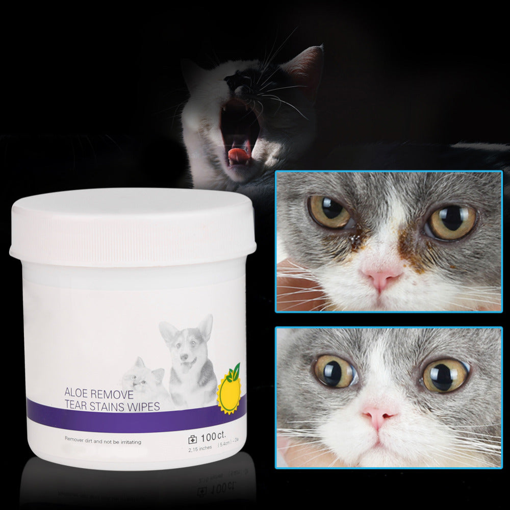 Gentle Pet Eye Cleaning Wipes for Dogs and Cats, Tear Stain Remover,