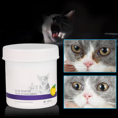 Gentle Pet Eye Cleaning Wipes for Dogs and Cats, Tear Stain Remover,