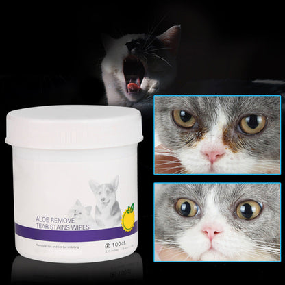 Gentle Pet Eye Cleaning Wipes for Dogs and Cats, Tear Stain Remover,